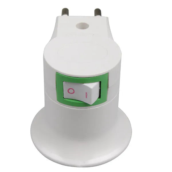 White wall plug-in E27 lamp holder with a switch and a choice of AU, EU, or US plug styles.