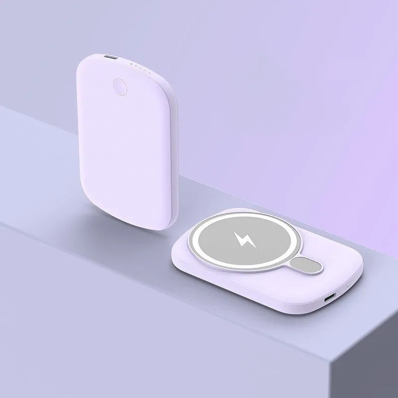Magsafe magnetic absorption power bank in Barbie Pink, Gentleman's Black, Ivory White, or Lightning Purple colour options