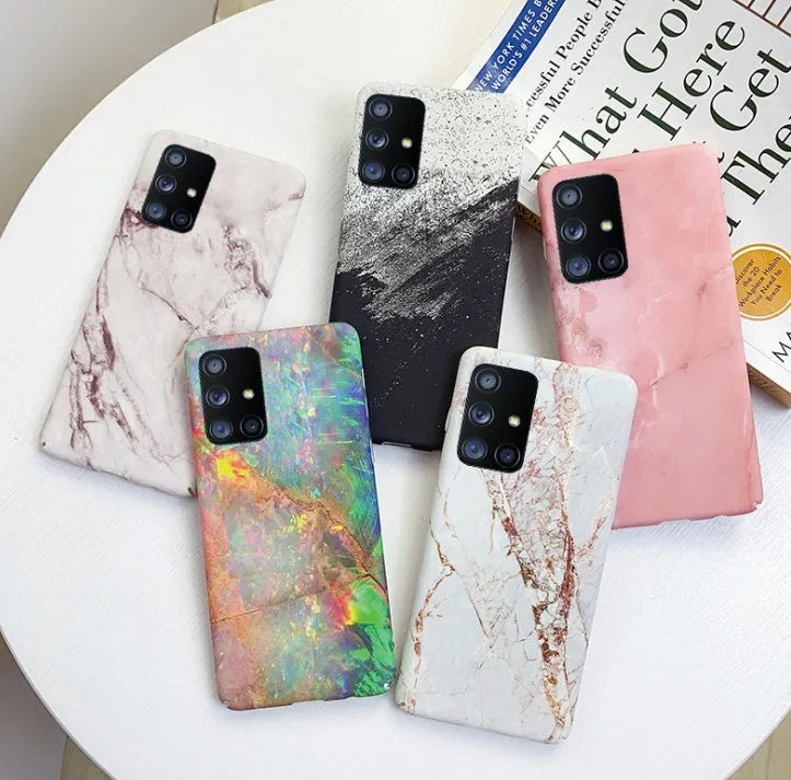 Frosted marble PC phone case for Samsung Galaxy, black white colour option