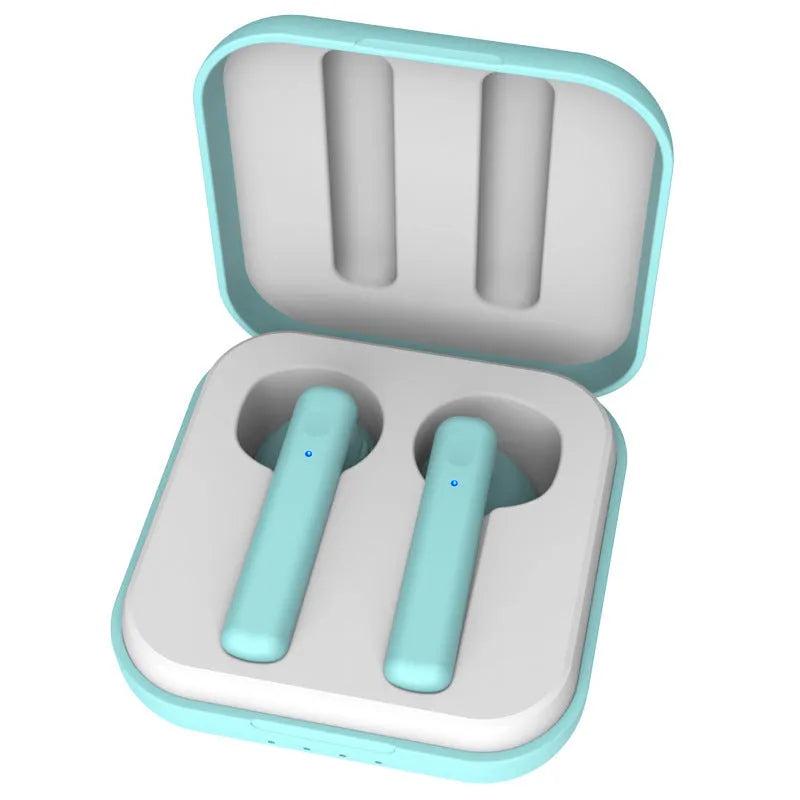Macaron wireless sports headphones in five colour options with 10-15m range and charging bin