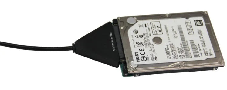 Black USB3.0 to SATA 7+15 pin hard drive adapter cable for external storage access