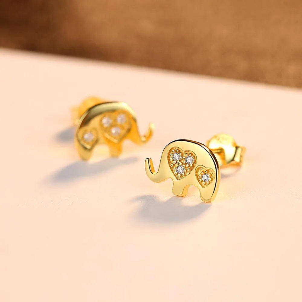 Geometric Korean silver earrings with gemstone setting, measuring 0.6cm by 0.9cm