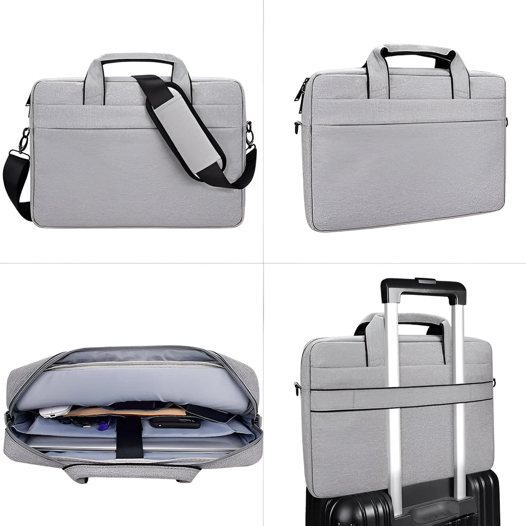 Matte Oxford cloth laptop shoulder bag with zipper closure and soft handle in horizontal square shape