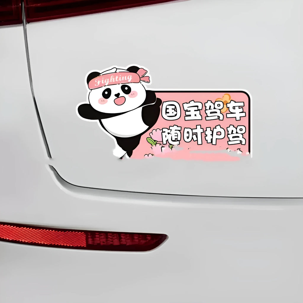 Reflective beginner driver car sticker with bear design for female motorists measuring 23 by 12 centimetres