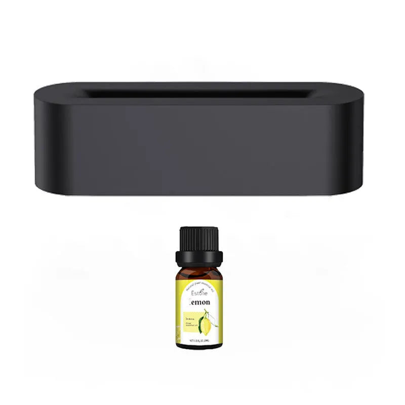 White square DQ709 flame aroma diffuser humidifier with glowing orange flame effect and water mist.