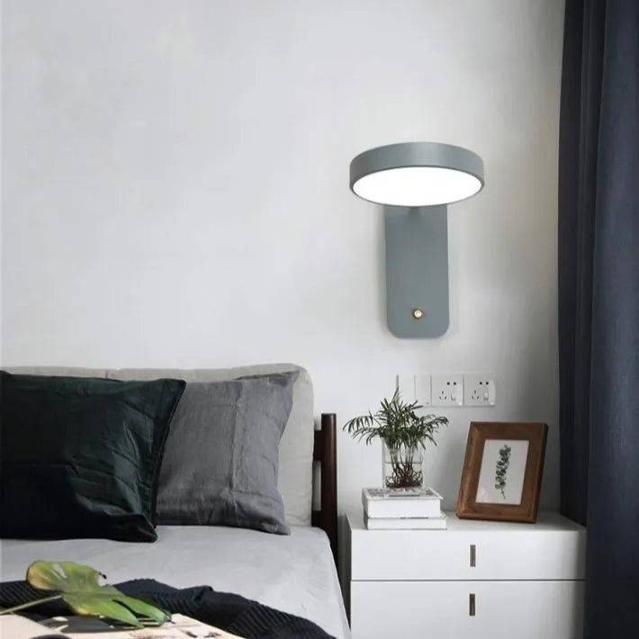 Nordic iron wall lamp in gray 26x25cm with rotatable shade three colour light source
