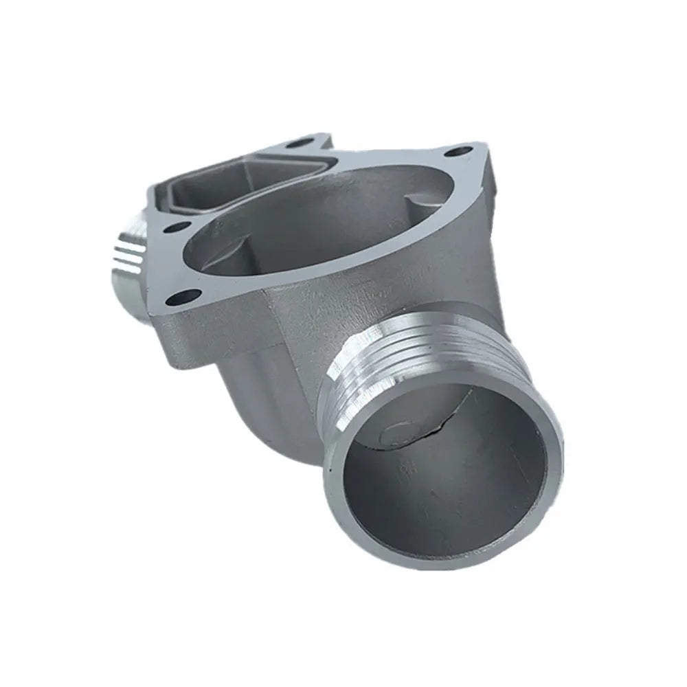 Silver aluminium thermostat housing cover with gasket for BMW engine cooling