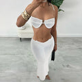 See-through bikini skirt suit for women in black with long polyester skirt and sleeveless top