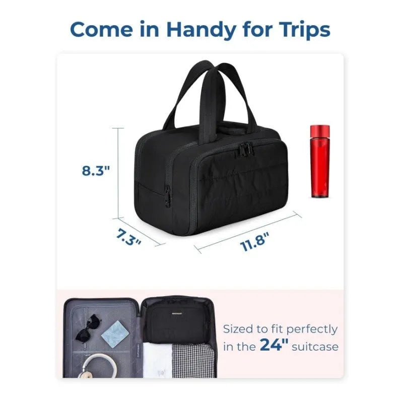 Large lightweight travel toiletry bag in a choice of colours with wide-open top.