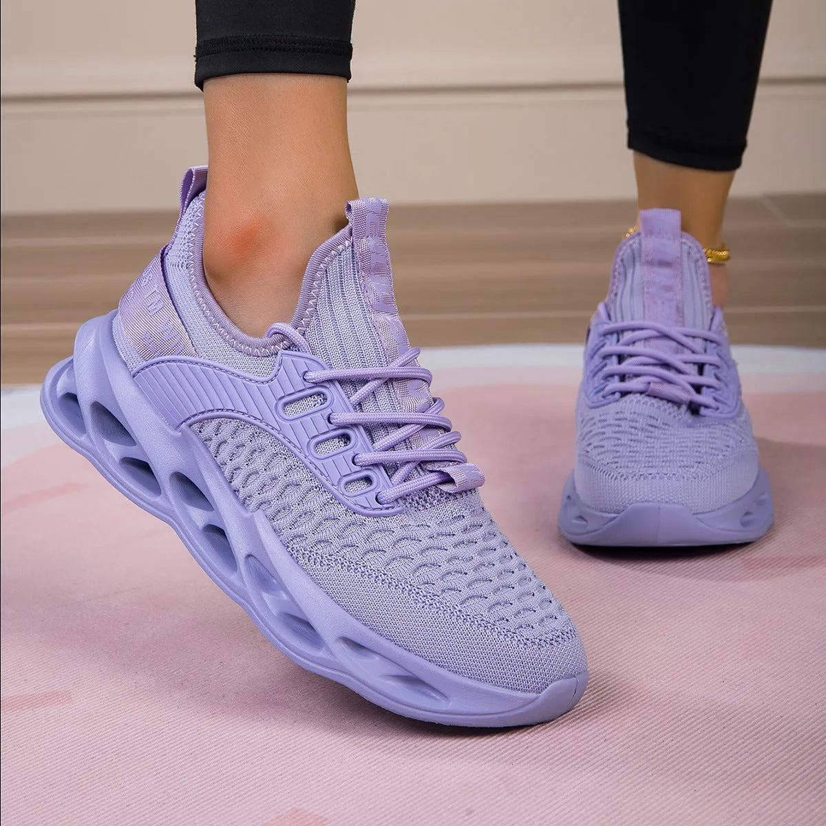 Lightweight lace-up casual shoes with fabric upper and renewable leather sole, in red, white, or purple, sizes 36-44