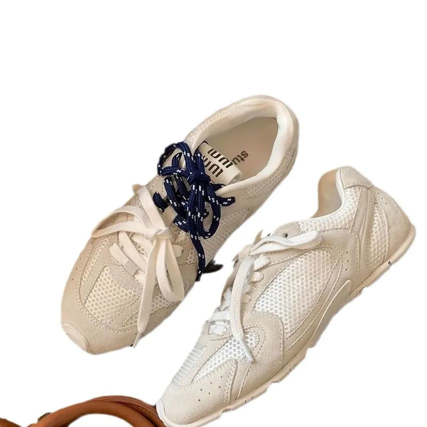 Women's retro German training casual shoes in artificial PU with flat heel and round toe