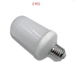 A decorative LED bulb emitting a warm white, flickering flame-like light.