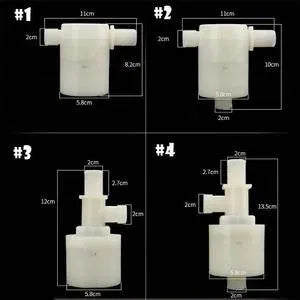 White automatic float valve with three thread sizes for purified water systems