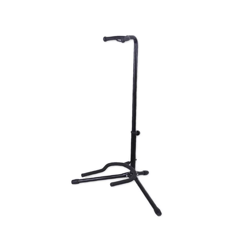 Black foldable metal guitar stand for acoustic and electric guitars