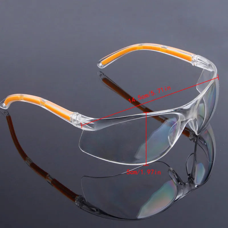 Transparent yellow-tinted labour protection safety goggles for workplace use