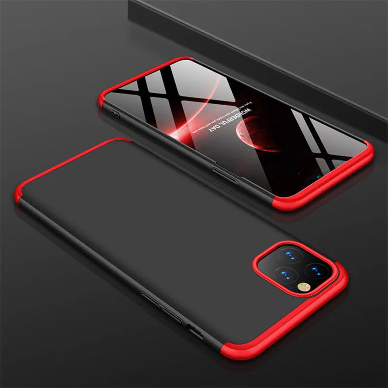 Three-section solid colour PC back cover case for Apple iPhone 11 in black