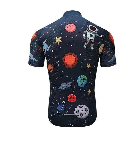 Space cycling jersey with ultralight high-wick fabric, full-length zipper and reinforced pockets, XS to XXXL