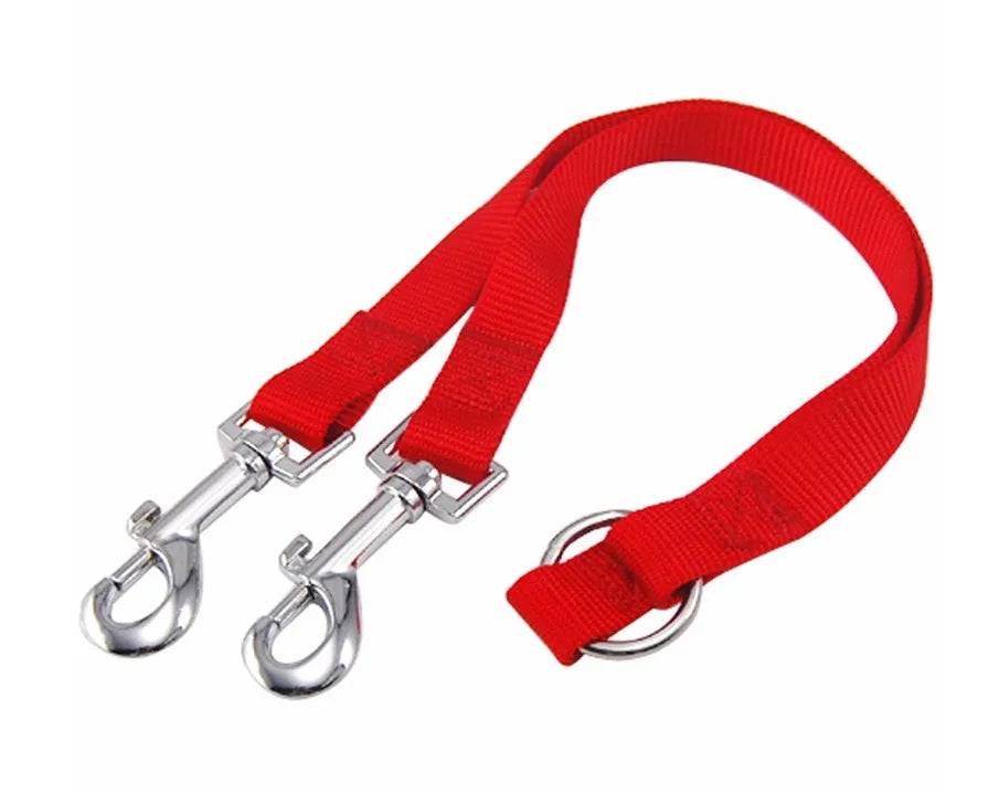 Double dog lead coupler nylon non-scalable 45 cm black blue purple red sizes S M L