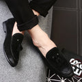 Pea shoes leather shoes for men, mid top, sheepskin lining, profiled heel, black grey red yellow