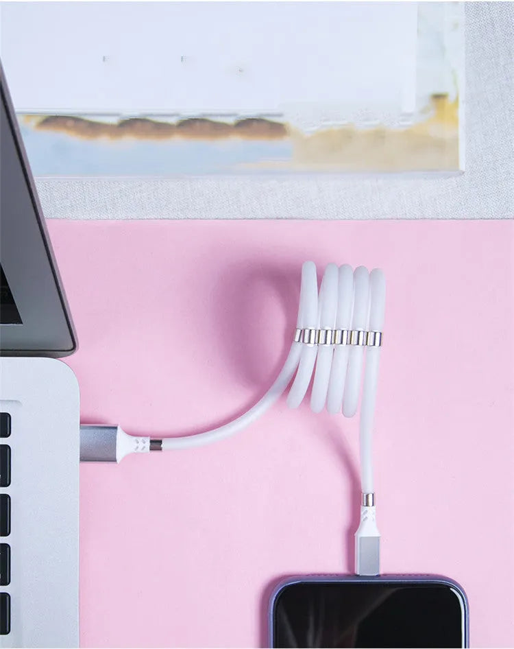 Magnetic charging cable with splitter joints for Apple iPhone and Android device compatibility