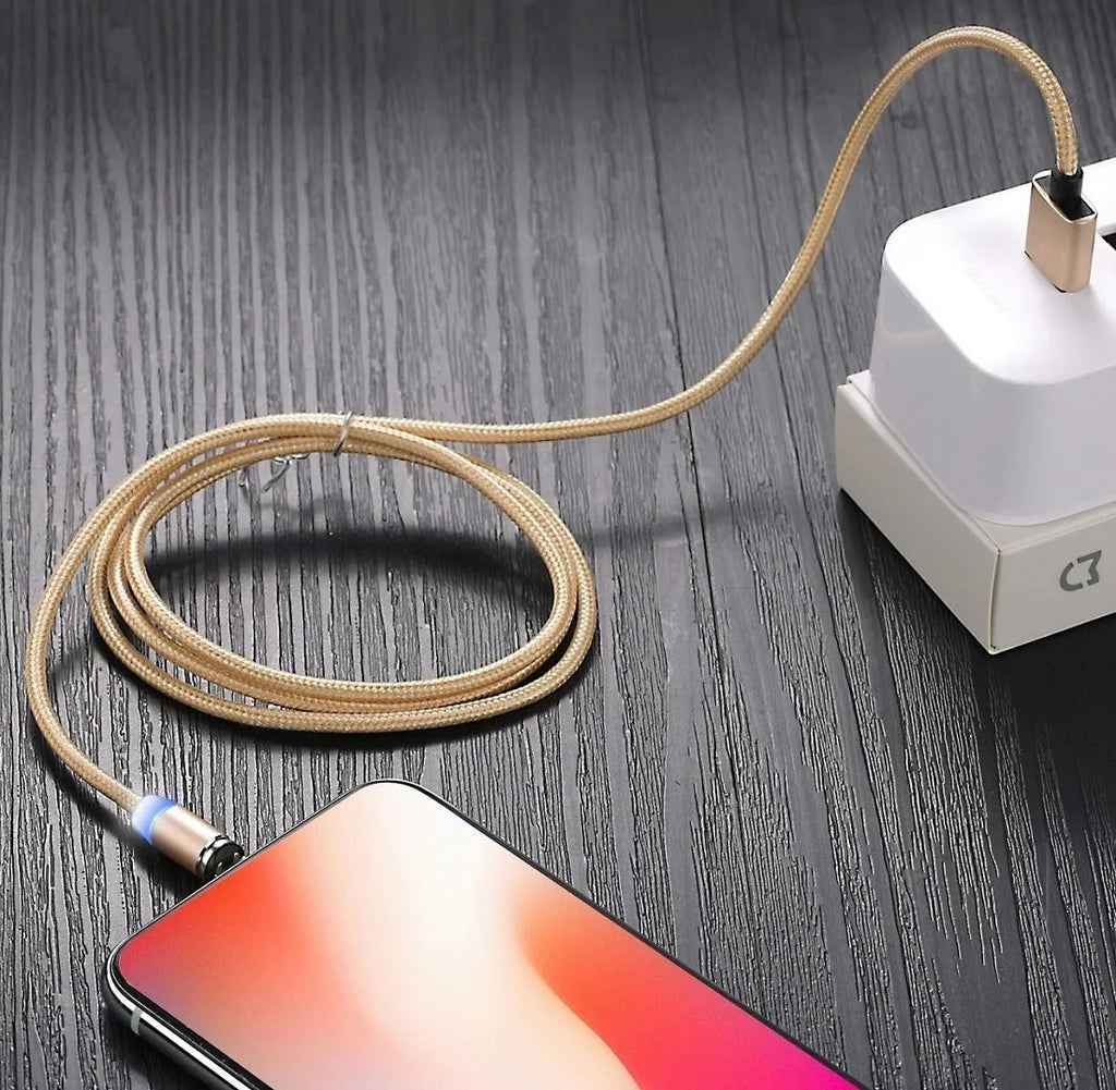 USLION circular magnetic charging cable with aluminium alloy housing and LED indicator