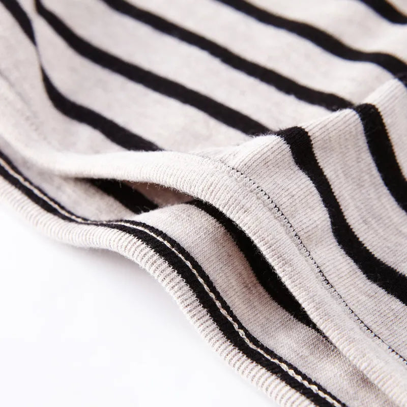 Girls' striped long sleeve t-shirt in red or black, 100% cotton, Asian sizes 80-104cm
