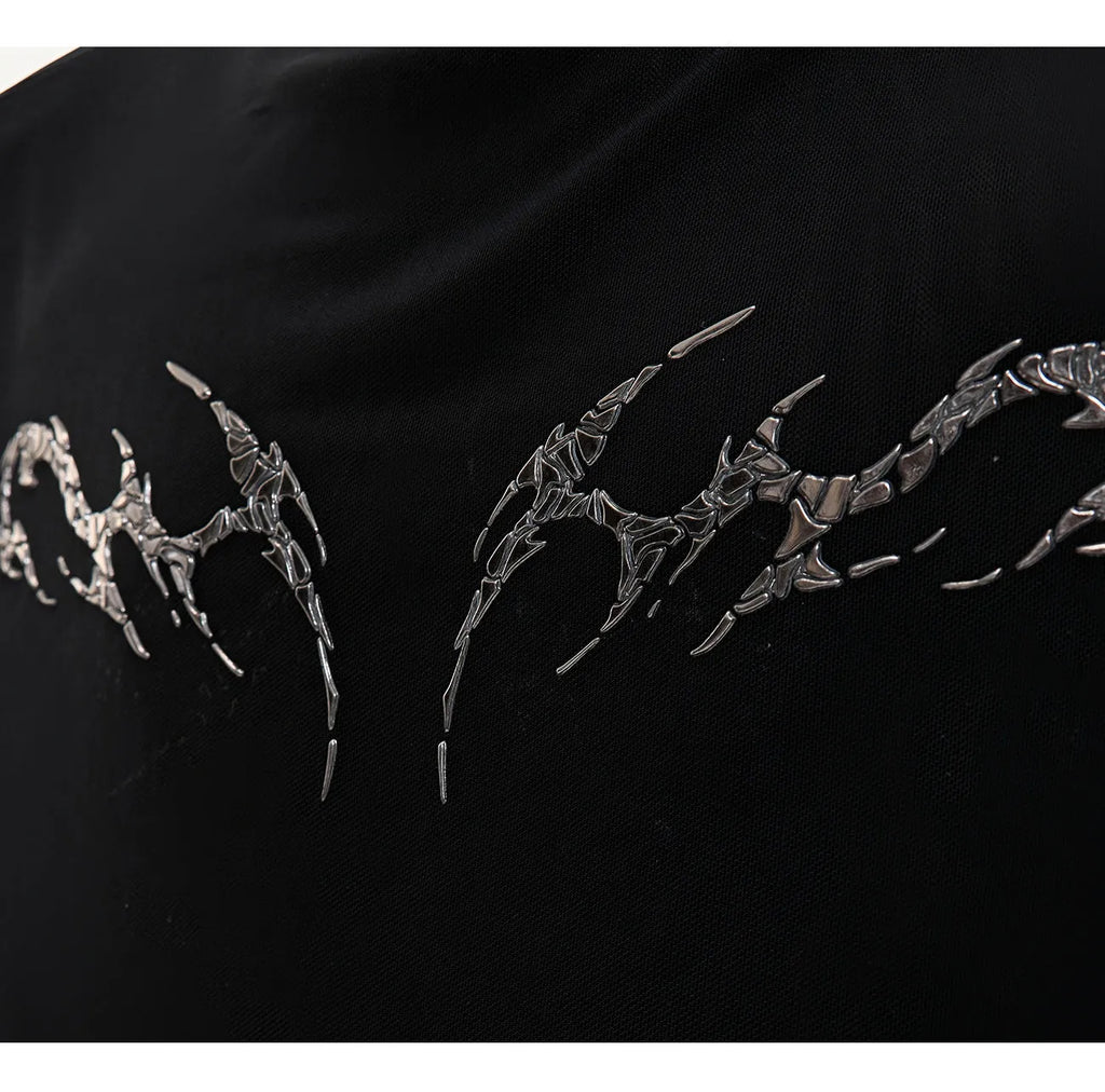 Niche mesh slim long sleeve bottoming shirt in black or white on a size chart