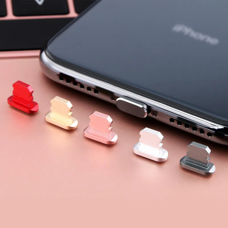 Aluminium alloy iPhone charging port dust plug in metallic gold colour