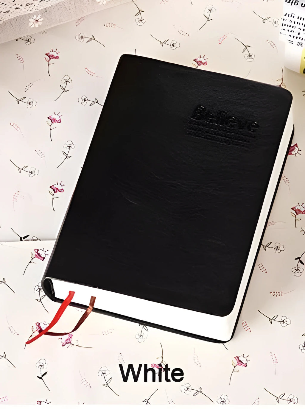 Large thick leather Phnom Penh notebook, 17 x 12 cm, 480 pages, Gold or White cover