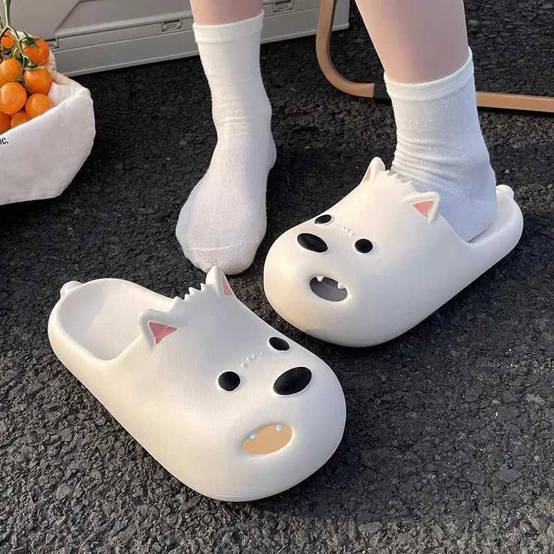 White and Black women's EVA toe cap slipper sandals on a size chart showing 36-45.