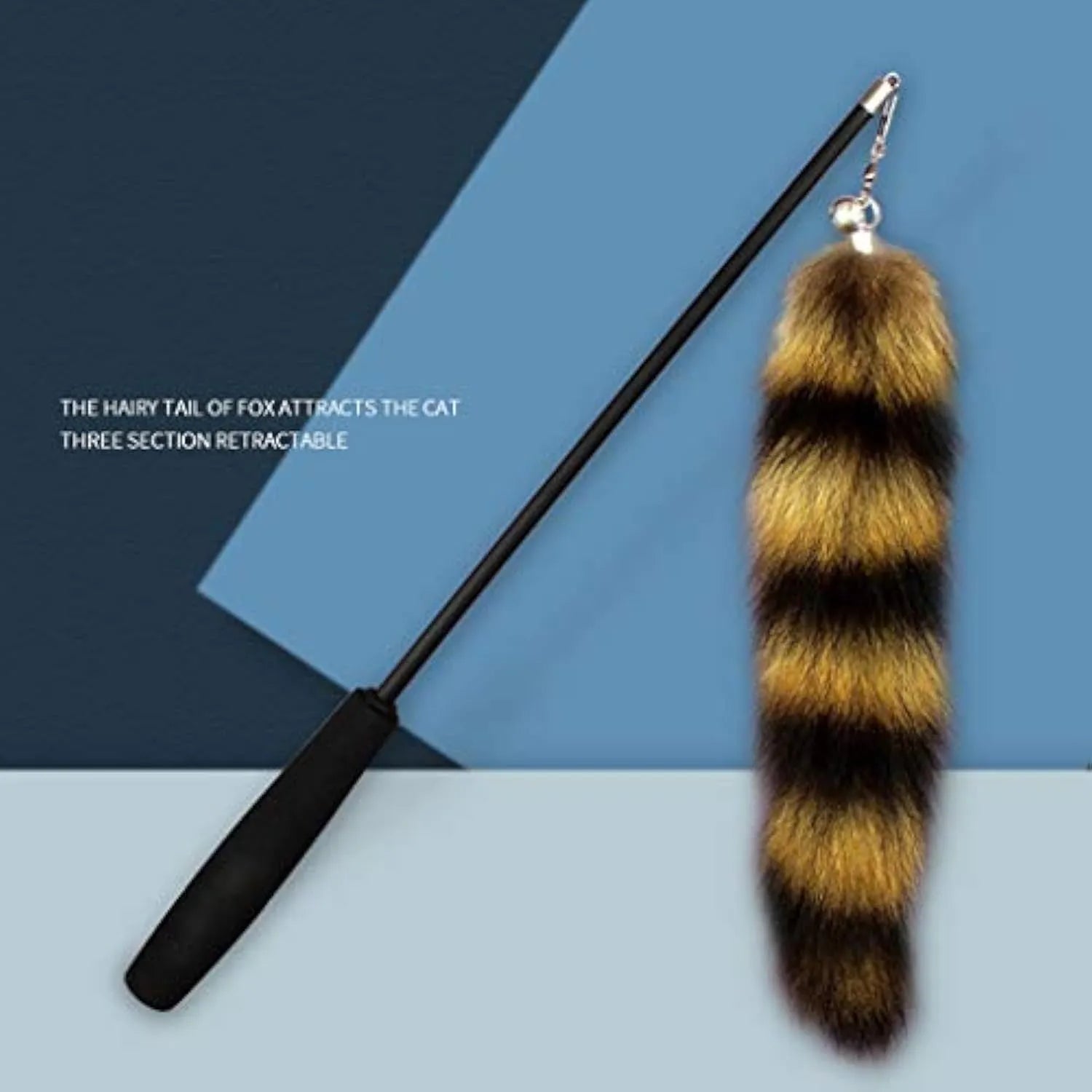 Black cat toy wand with elastic string measuring 42 metres for interactive play