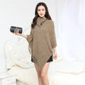 Women's dotted pattern sleeveless knit cloak shawl in acrylic fibre, shown in apricot colour.