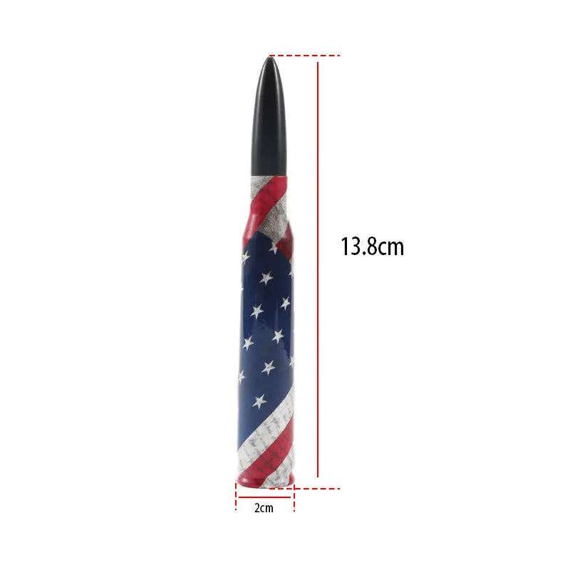 14cm bullet car antenna in camouflage green, colour black, and American flag designs for vehicle modification
