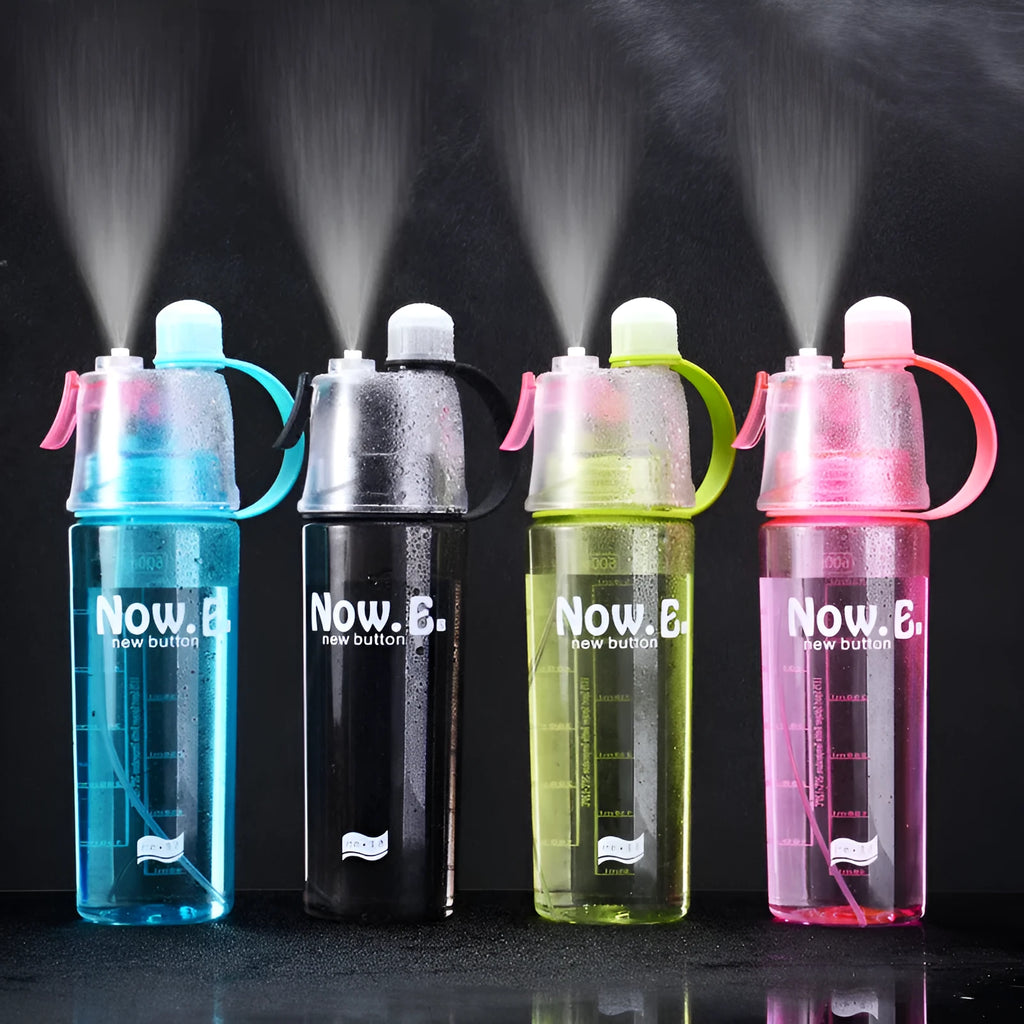 Portable green mist spray sports bottle with handle and leakproof cap