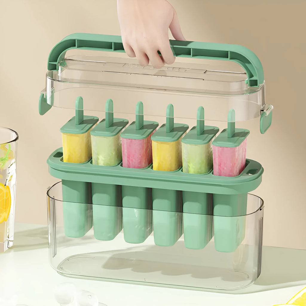Portable popsicle mold in beige, PP PET material, 23.4x7.7x12cm, for DIY homemade ice cream