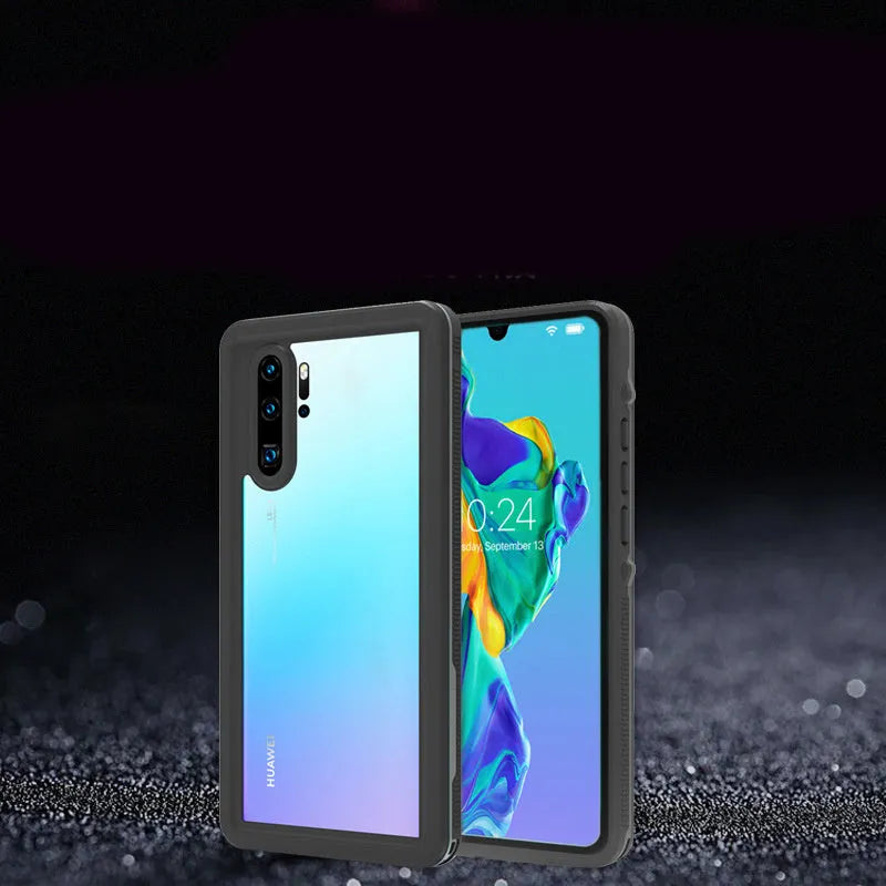 Huawei P30 phone case with wave pattern design in black or grass blue colour