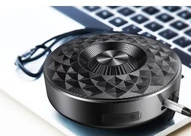 Mini wireless Bluetooth speaker in black, orange, and silvery white colour options.
