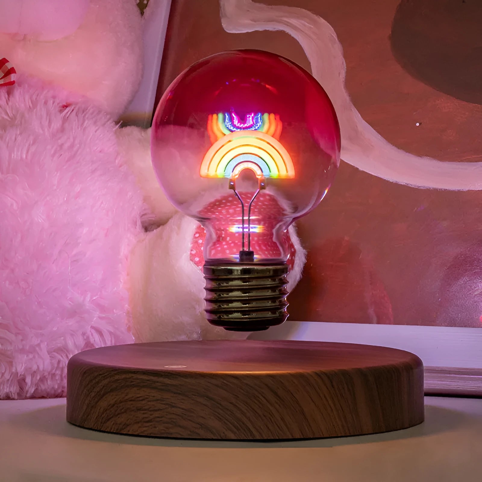 New magnetic suspension bulb love desktop decoration night lamp with rainbow light on a desk