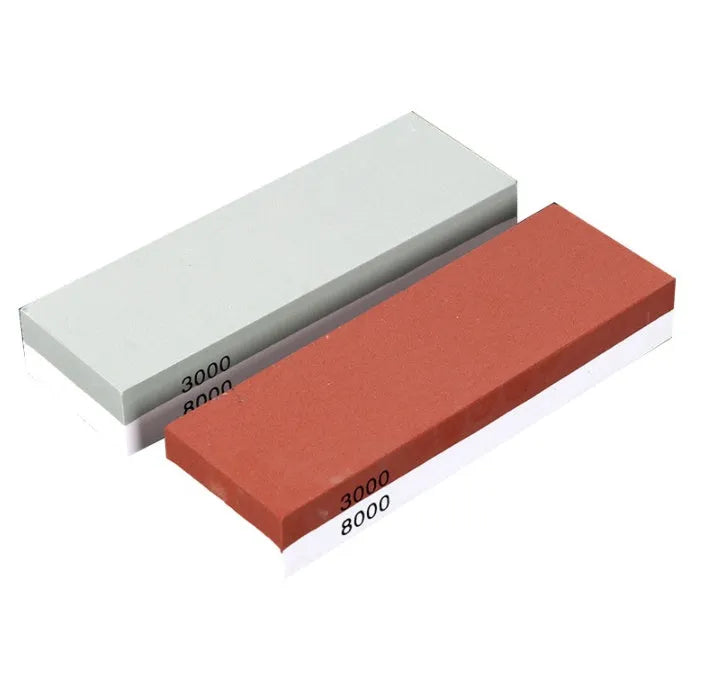 White corundum double-sided 3000/8000 grit whetstone set with bamboo base for kitchen knife sharpening