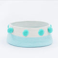 Four seasons universal cat bed in blue made from eco-friendly cotton thread with 40 cm diameter