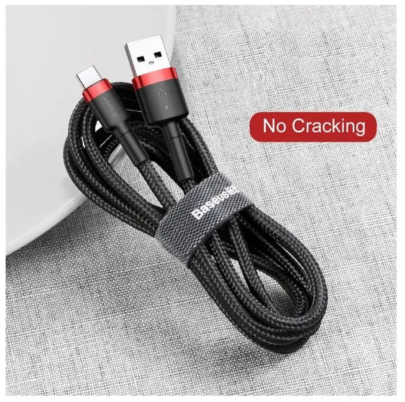 Grey black woven braided Android Micro USB charging and data cable shown at different lengths.