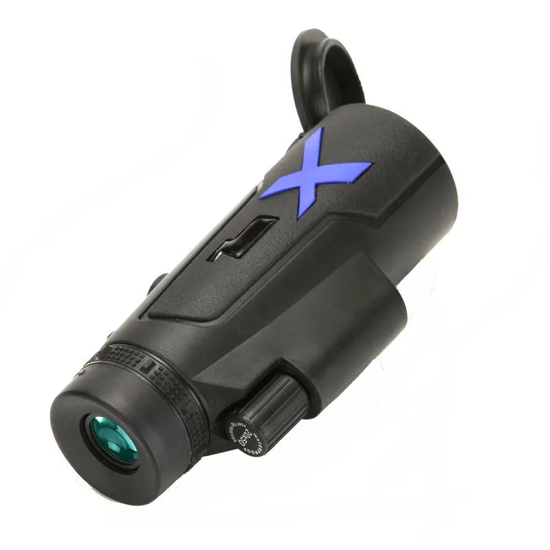 Black 12x50 monocular telescope with 50mm objective lens for outdoor observation
