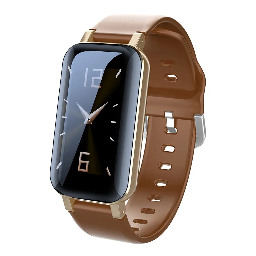 XD_LCIRT_7sxs6ycn Call Bracelet smart bracelet in black, blue, or coffee on a wrist.