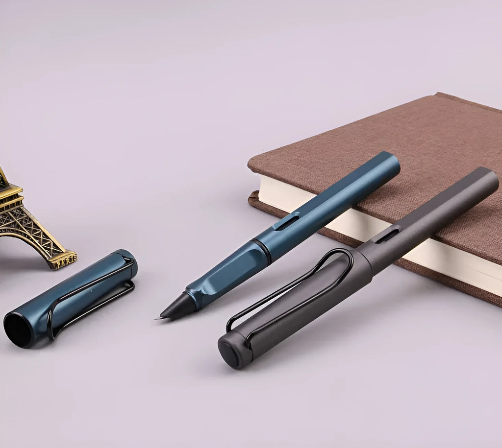 Black and blue frosted ink bag fountain pens with choice of 0.38mm or 0.5mm nib.