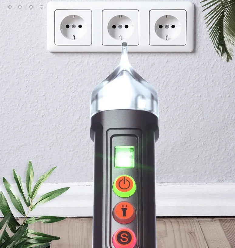 Intelligent voltage test pencil for electrical line detection with sound and light alarms