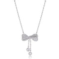 S925 sterling silver necklace with bow pendant on 40-45cm O-ring chain