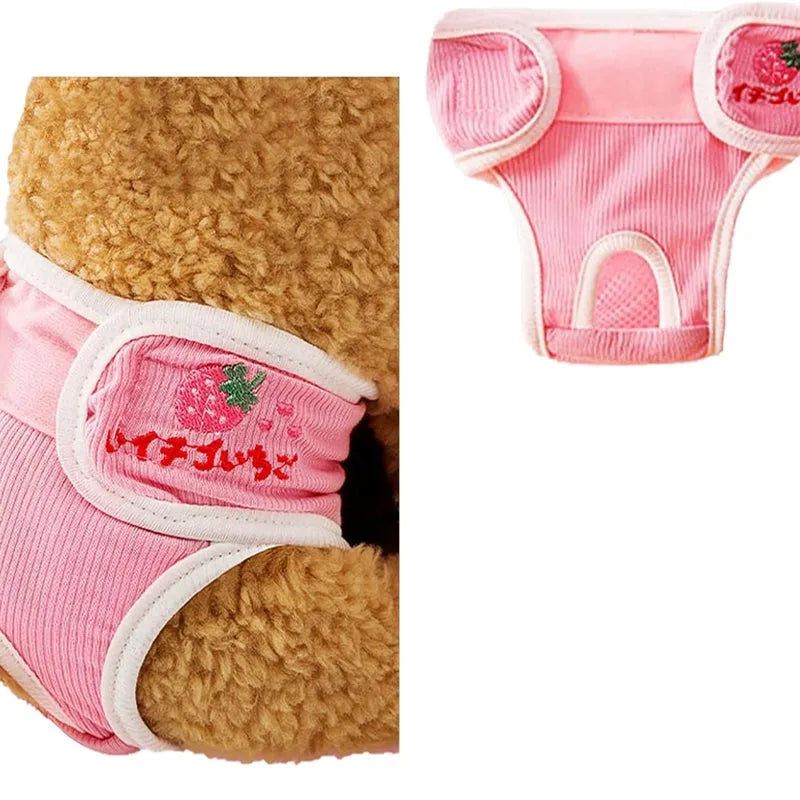 Washable reusable dog physiological pants for female dogs in heat – leakproof breathable pet diaper in pink with reinforcing pads