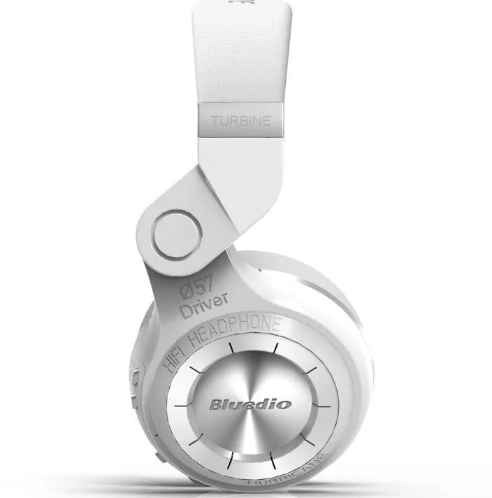 Black and white T2 Smart Edition over-ear Bluetooth headphones with a folding metal design and a detachable audio cable.