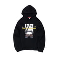Men's casual black modal hoodie with round neck and straight fit, side view