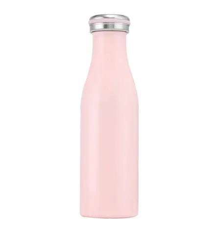 Milk vacuum water bottle 304 stainless steel insulated 500ml 24cm x 7cm with leak-proof lid, colour coffee
